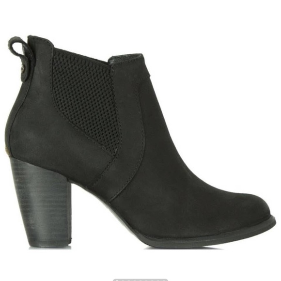 UGG Cobie II black nubuck leather ankle boots with stacked block heel Size 7.5 - Picture 1 of 10